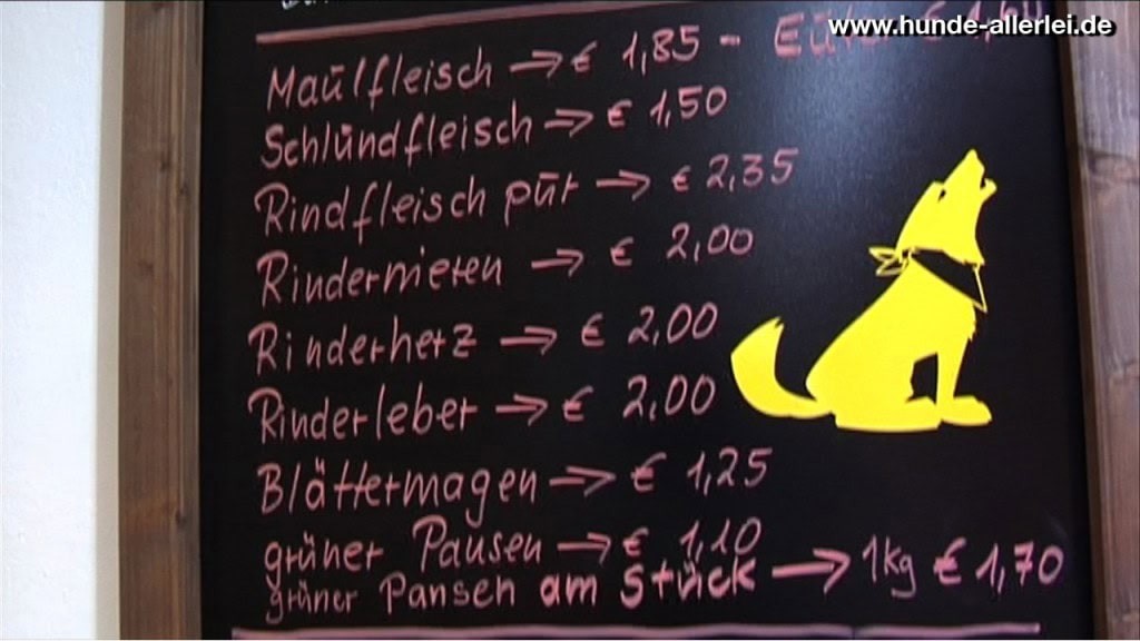 BARF Angebotstafel Angebotstafel mit BARF-Produkten